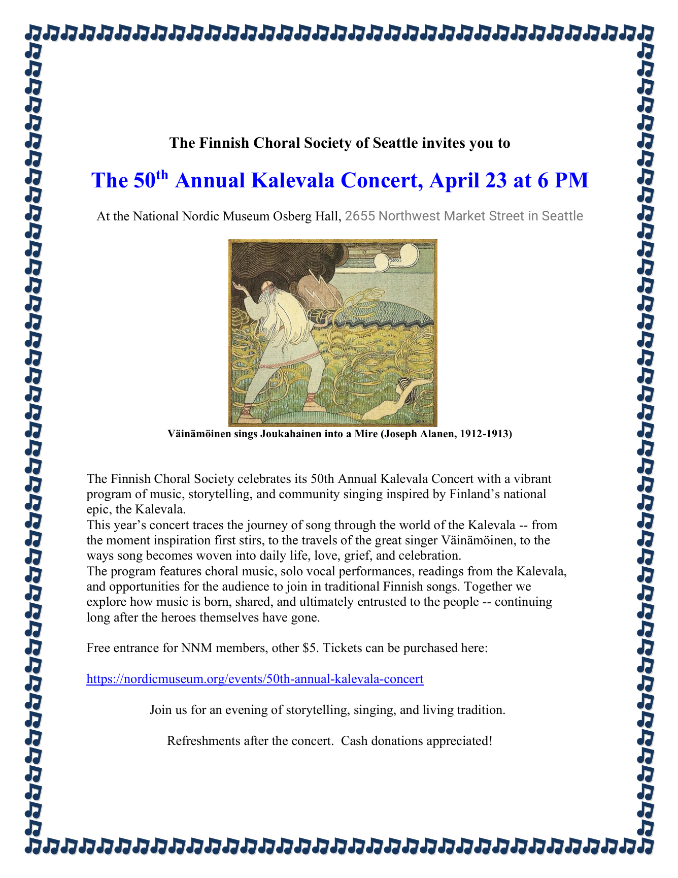 50th Annual Kalevala Concert @ National Nordic Museum